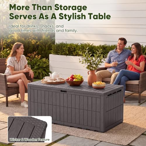 Devoko 230 Gallon Deck Box Resin Outdoor Storage Box Waterproof - Image 3