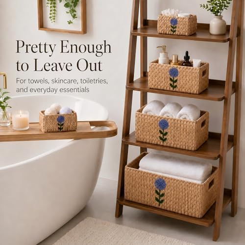 Water Hyacinth Woven Decorative Baskets - Pantry Organizers and Storage - Image 5
