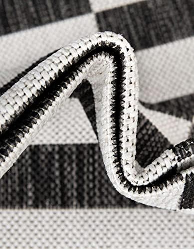 Unique Loom Outdoor Striped Collection Area Rug - Striped (10' 8" Square, Charcoal/Ivory) - Image 6