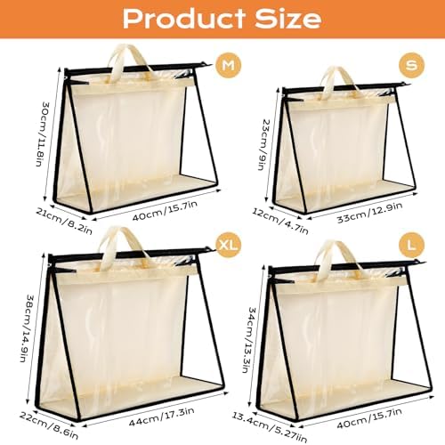 12 Pack Clear Handbag Storage Organizer, 4 Assorted Sizes - Image 2