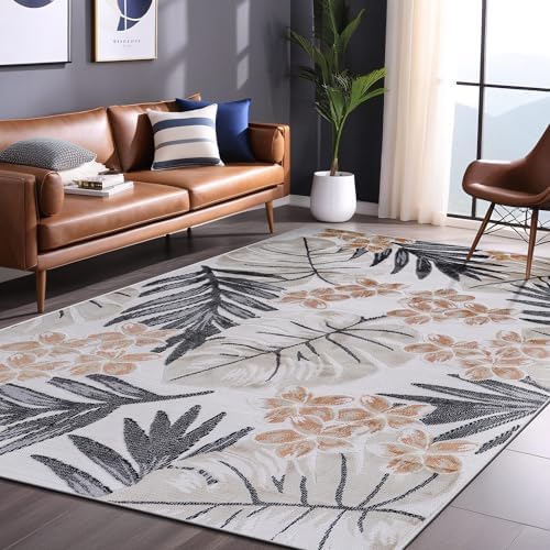 Luul Home Floral Indoor Outdoor Rugs 8x10 Large Area Rug for Living Room, Patio Decor, Kitchen, and Entryway Rug, Washable Stain Resistant Outside Carpet Yellow 8 x 10 - Image 4
