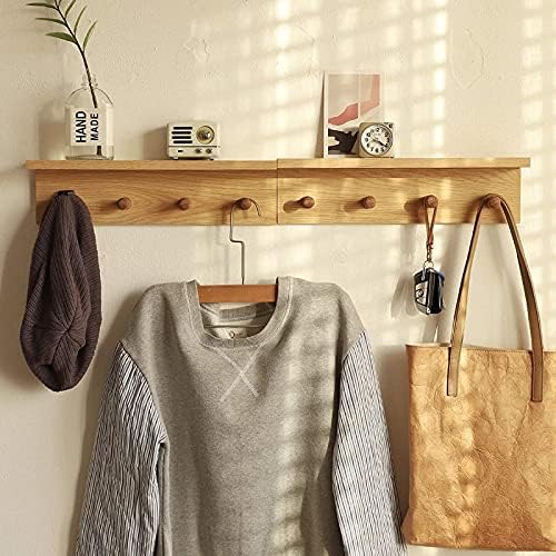 Entryway Coat Rack Hooks with Shelf, Sturdy Wooden Floating WallOrganizer Shelf with 4 Hooks siutable for Entrance, Mudroom, Kitchen, Bathroom,.etc(2pc-Oak Finish) - Image 5