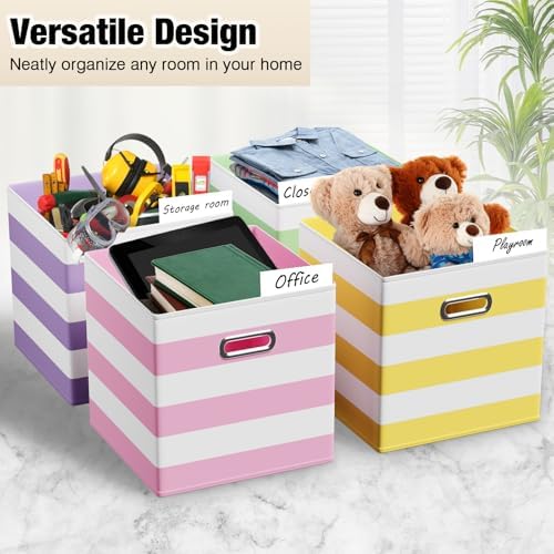 CroBlissful 11 Inch 6 Pcs Fabric Storage Cubes with Handle, Macaron Color - Image 4