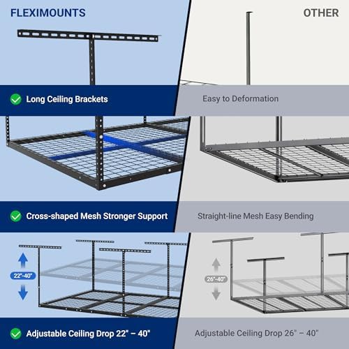 FLEXIMOUNTS 4x8 Overhead Garage Ceiling Storage Rack, 2 Pack, Hammertone - Image 6