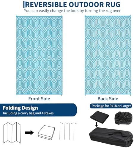 GAOMON Outdoor Rug 9x12 ft Waterproof Reversible Patio Rug - Image 3
