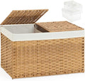 SETVSON Storage Basket with Lid, 2-Lid PE Rattan Storage Bin, Natural by SETVSON