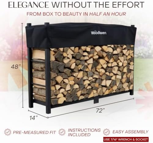 Woodhaven 6-Foot Raised Firewood Rack with Cover, 1/3 Cord | Made in USA - Image 4