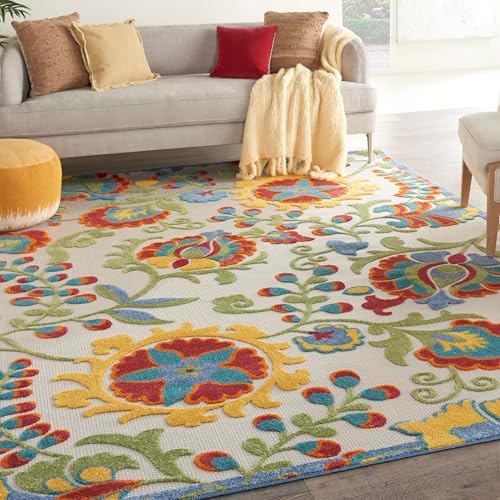 Nourison Home Aloha Ivory Multicolor 9' x 12' Area Rug - Easy Clean, Non Shedding, Bed Room, Living Room, Dining Room, Kitchen (9' x 12') - Image 5