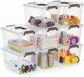 Citylife 8 Packs 6 QT Plastic Storage Bins with Latching Lids Clear Storage Box with handle Stackable Storage Containers for Organizing Snacks, Crafts, Toys, Tools by CITYLIFEHomeOrganization