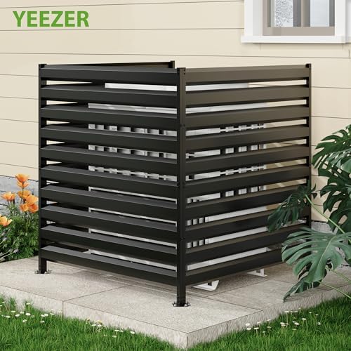 42” H x 38” W Air Conditioner Fence 3 Panels, Metal Privacy Fence Panels, Pool Equipment Enclosure, Trash Can Screens Fence Kit for Outside, Backyard, Patio, Garden(Black) - Image 2