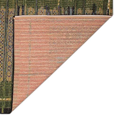 Liora Manne Marina Indoor/Outdoor Power Loomed Synthetic Blend Low Profile Area Rug - Traditional Geometric Casual Southwestern Colorful (Tribal Stripe Green) (2'7" x 4'3") - Image 6