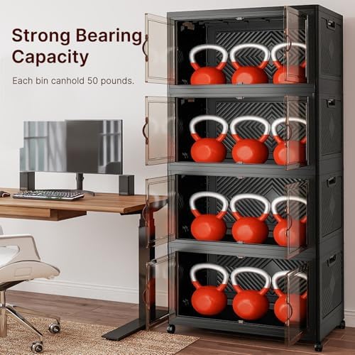 UAMFURI 672QT Stackable Storage Bins with Lids,Doors & Wheels - Image 3