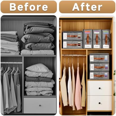 6pack Bed Sheet Organizer, Foldable Linen Closet Organizers and Storage with Sealed Design, Queen & King Size Sheet Storage with Window, Closet Organizer for Bedsheets/Blankets/Clothes, Grey - Image 4