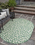 Unique Loom Outdoor Safari Collection Area Rug - Leopard (6' 1" x 9' Oval Green Blue/Ivory) by UniqueLoom