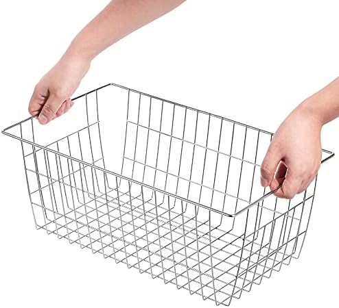 Slideep Wire Baskets Farmhouse Freezer Organizer Storage Bin Basket with Handles, Food Storage for Kitchen Cabinets, Pantry, Closet, Bedroom, Bathroom, Office 3 Pack - Image 7