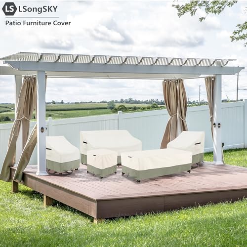 Outdoor Swivel Rocker Chair Covers 2 Pack,35 W x 37 D x 36 H inches,100% Waterproof Heavy Duty Outdoor Chair Covers,Patio Furniture Cover for Swivel Patio Chair,Beige&Grayish Green - Image 7