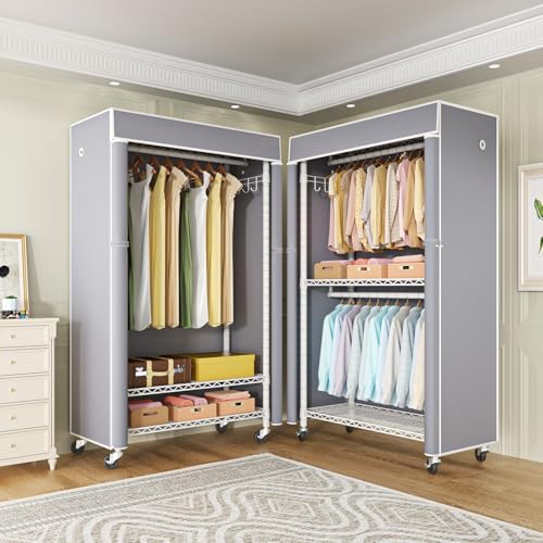 FUTASSI White Clothing Rack with Grey Cover, P1C Rolling Closets - Image 6