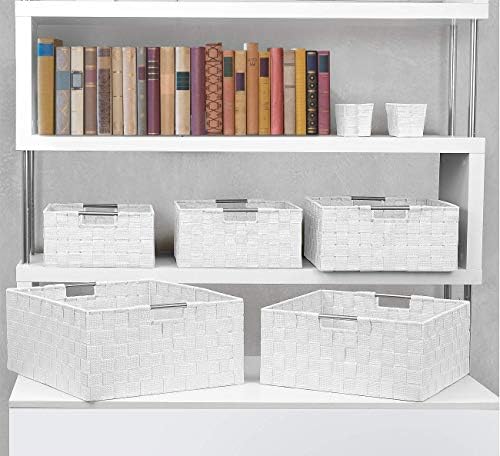 Sorbus Baskets for Organizing, 7-Piece Hand-Woven Storage Set (White) - Image 5