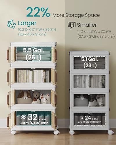 SONGMICS 26QT stackable storage bins with 1 Lid, 4-Tier Foldable Bins - Image 3