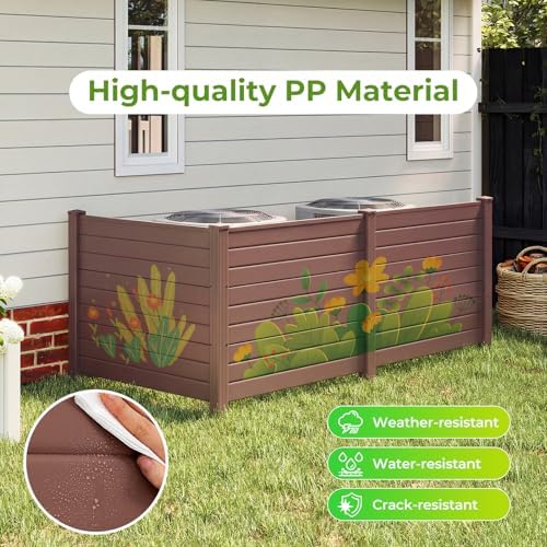 GIANTEX No-Dig Air Conditioner Fence, 3 Panels, 48''W x 36''H, Brown - Image 3