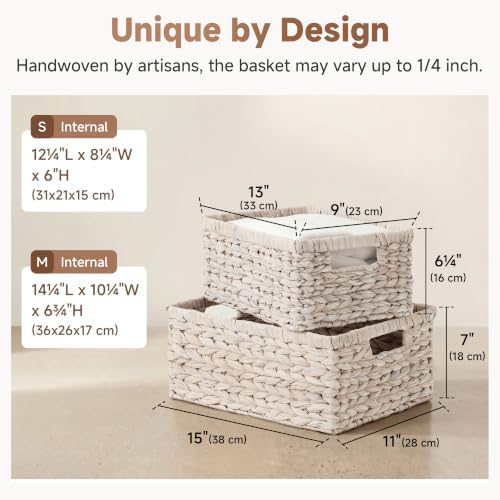 StorageWorks Large Wicker Baskets for Storage, White Wicker Baskets, 2-Pack - Image 3