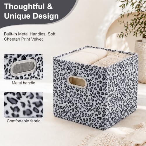 ANMINY Leopard Cheetah Print Storage Cubes Bins with Lids, 11Inch 8PCS - Image 4