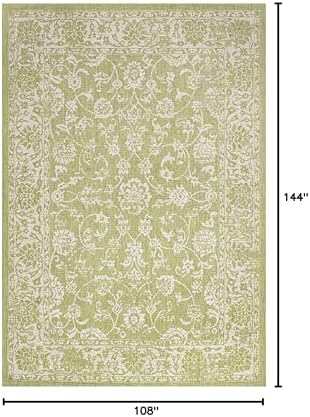 JONATHAN Y Weave Floral Indoor Outdoor Area Rug 9X12 Green/Cream, Tela Bohemian Textured for Backyard, Patio, Porch, Easy-Cleaning, High Traffic, Pet-Friendly, Non-Shedding (SMB100D-9) - Image 2