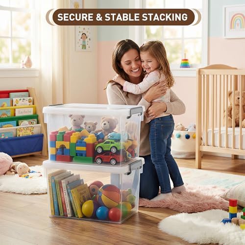 Citylife 22.2 Qt Ultra-Thick Plastic Clear Storage Bins with Lids, 4-Pack - Image 2