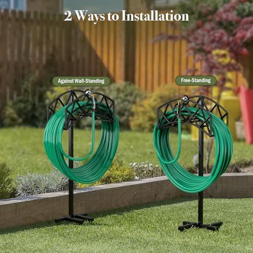 Winpull Garden Hose Holder Detachable Heavy Duty Metal Water Hose Hanger, Freestanding Hose Storage Stand Rack for Outside (Black) - Image 4