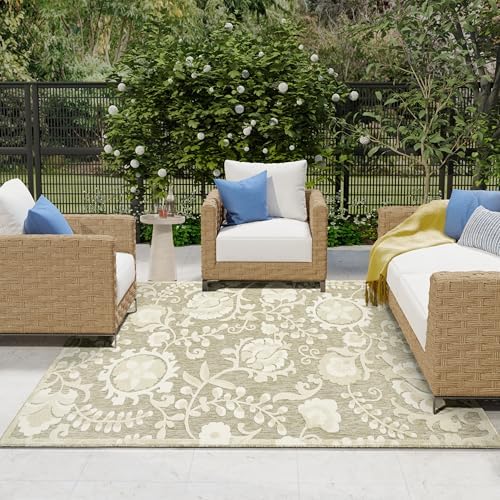 Nourison Home Aloha Ivory Sage 7'10" x 10'6" Area Rug - Easy Clean, Non Shedding, Bed Room, Living Room, Dining Room, Kitchen (8' x 11') - Image 2
