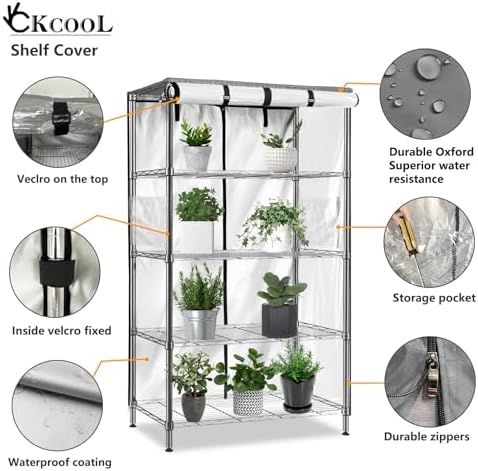 okcool Waterproof Shelf Cover,600D Heavy Duty Wire Shelving Unit Cover,Three Side See Through Panel Clearly Visible (Fits 60" Wx24 Dx72 H Shelves) - Image 4