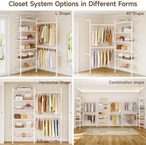 ONBRILL L2 Wall Mounted Closet System, Industrial Pipe Clothing Rack, White - Image 5
