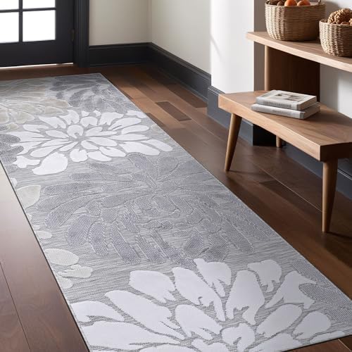 Luul Home Floral Indoor Outdoor Runner Rugs 2x7 Entryway Rug, Kitchen, Hallway Rug Washable Stain Resistant Outside Carpet Beige 2 x 7 - Image 4