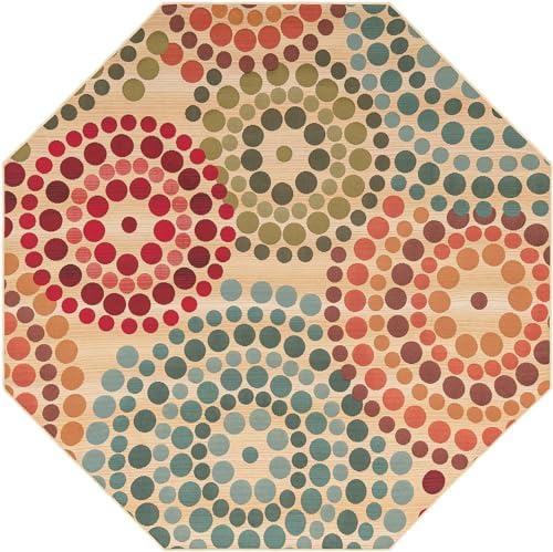 Unique Loom Outdoor Modern Collection Area Rug - Spark (7' 1" Octagon Beige/Burgundy) - Image 3