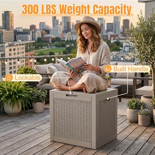 Outdoor Storage Box, 42 Gallon Waterproof Resin Patio Deck Box - Image 6
