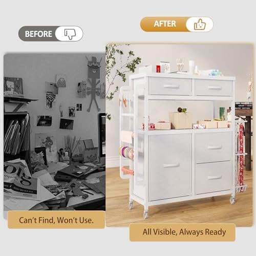 LIVEHOM Wrapping Paper Storage, Rolling Gift Wrap Station - Image 7