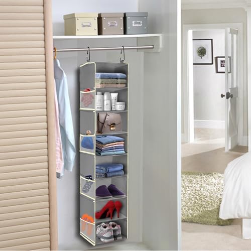 Hanging Shoe Organizer 8-Shelves Grey + Black - Image 2