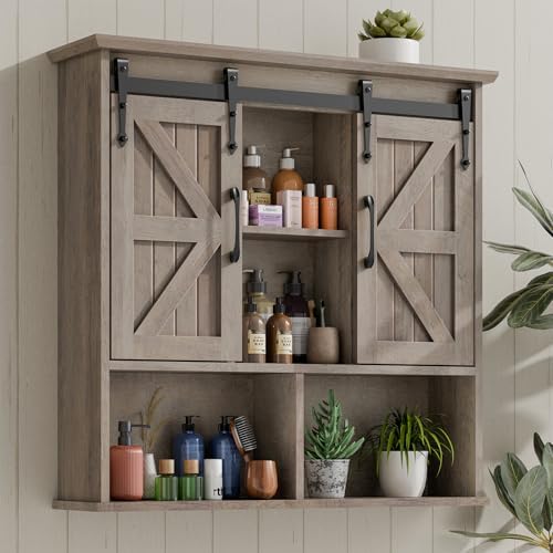 Vabches Bathroom Wall Cabinet, Farmhouse Medicine Cabinet, Washed Oak by Vabches