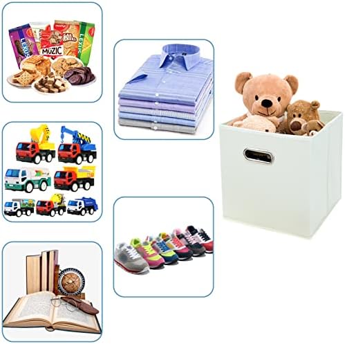 Black Fabric Cubby Storage Bins,13x13x13 Inches,Cube Organizer Bin Foldable Storage Boxes with Dual Handles Fabric Organizer Box and collapsible Storages basket,Set of 6,Creamy-White - Image 3