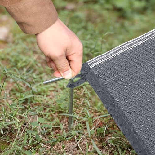 COZYLOOM 9x12 Outdoor Rug Waterproof Reversible Mat Indoor Outdoor Rugs Carpet, Grey Rug Botanic Large Outdoor Plastic Straw Rug for Patio Deck Balcony Pool RV Camping Beach Picnic Grey&White 9'x12' - Image 6