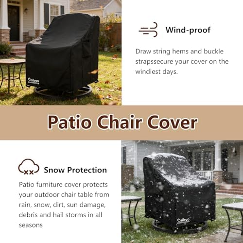 Patio Chair Covers 2 Pack,Swivel Lounge Chair Cover,Waterproof Heavy Duty Patio Furniture Covers for Outdoor Swivel Lounge Chair(35 W x 37 D x 38.5 H inches) Black - Image 5