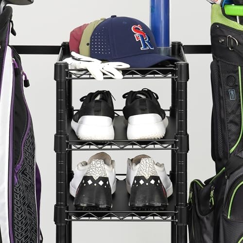 SafeRacks Golf Equipment Organizer Rack, Golf Bag Storage Rack for Garage, Fits 2 XL Bags & Accessories - Standard and Deluxe - Image 6