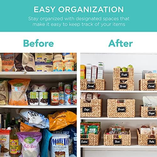 Best Choice Products Set of 4 16x12in Large Water Hyacinth Pantry Baskets, Woven Organizers w/Chalkboard Label, Chalk Marker - Natural - Image 3
