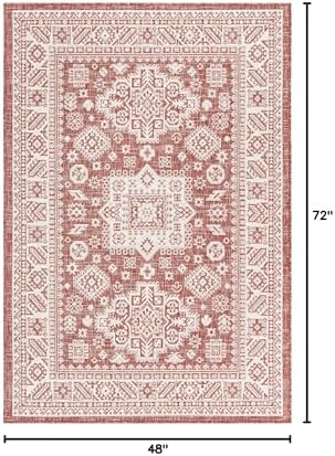 Rugs.com Outdoor Aztec Collection Rug – 4' x 6' Rust Red Flatweave Rug Perfect for Living Rooms, Large Dining Rooms, Open Floorplans - Image 2