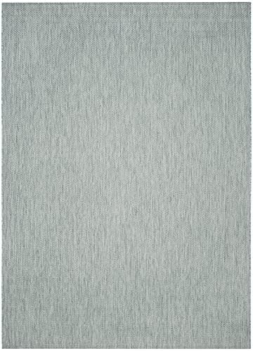 SAFAVIEH Courtyard Collection CY8521 Indoor/ Outdoor splashpoof Easy scrubbing Patio Backyard Mudroom Area-Rug, 9' x 12', Aqua/Grey - Image 3