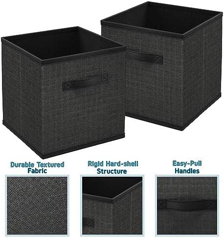 Nestl Foldable Storage Bins - 12 Cube Organizer With Handles for Closet, Bedroom, Playroom - 11-Inch Black Fabric Baskets - Image 4