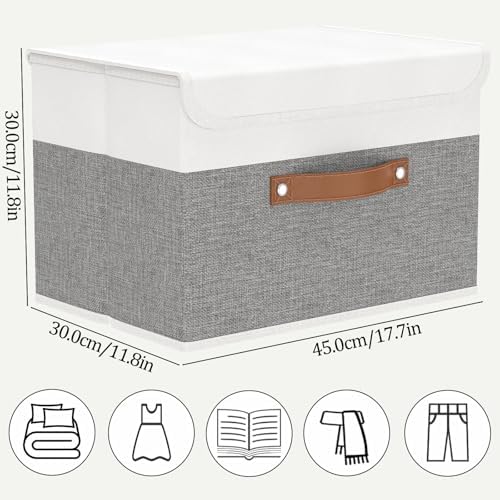 OUTBROS Storage Box with Lids, 17.7x11.8x11.8 inch (White/Grey, 5-Pack) - Image 6