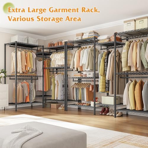 Raybee Clothes Rack, L Shaped Portable Closets for Hanging Clothes, 900LBS - Image 3