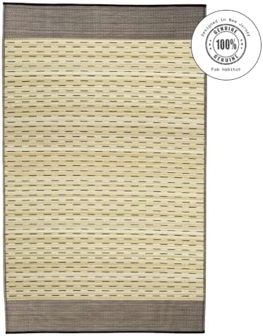 Fab Habitat Stripe Coastal Colorful Outdoor Rug - Waterproof, Crease-Free Fade Resistant, Reversible - Recycled Plastic - Patio Porch Balcony Deck Yard Garden - Montauk Navy & Sand - 5x8 ft - Image 3