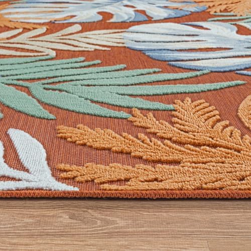 Luul Home Floral Indoor Outdoor Rugs 6x9 Large Area Rug for Living Room, Patio Decor, Kitchen, and Entryway Rug, Washable Stain Resistant Outside Carpet Orange 6 x 9 - Image 7